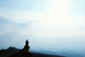 Man admiring mountain view